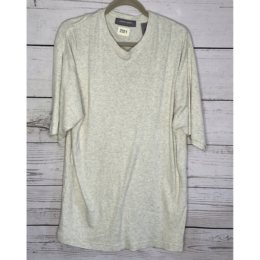 NWOT Pierre Cardin Ivory Knit Ribbed Short Sleeve Tee Sweater Men XL Bangladesh